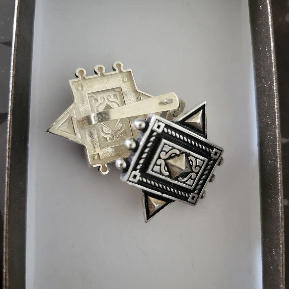 Silver Geometric Earrings - Picture 1 of 3